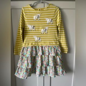 Mini Boden long sleeve sheep dress size 5-6y 116cm